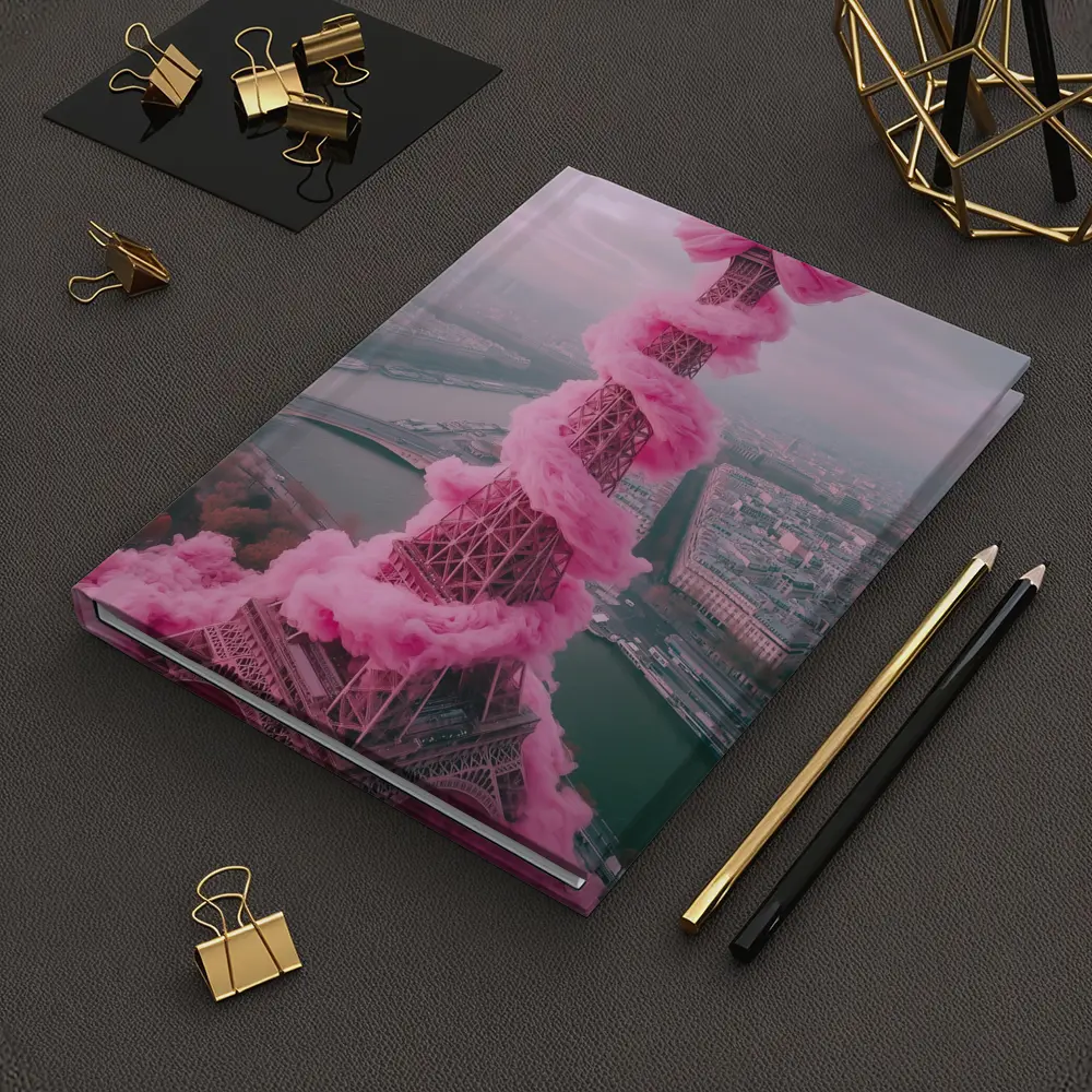 Pink Eiffel Tower Paris Bow Cloud Art – Notebooks