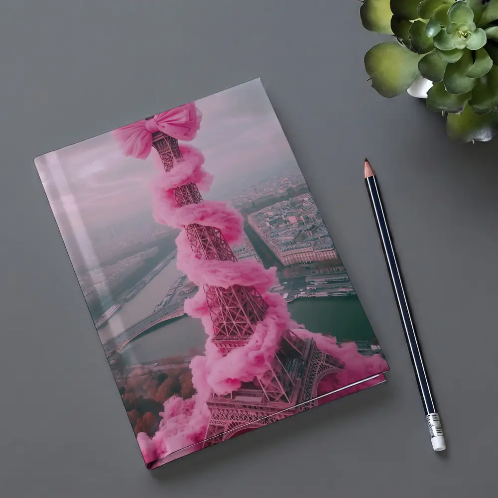 Pink Eiffel Tower Paris Bow Cloud Art – Notebooks