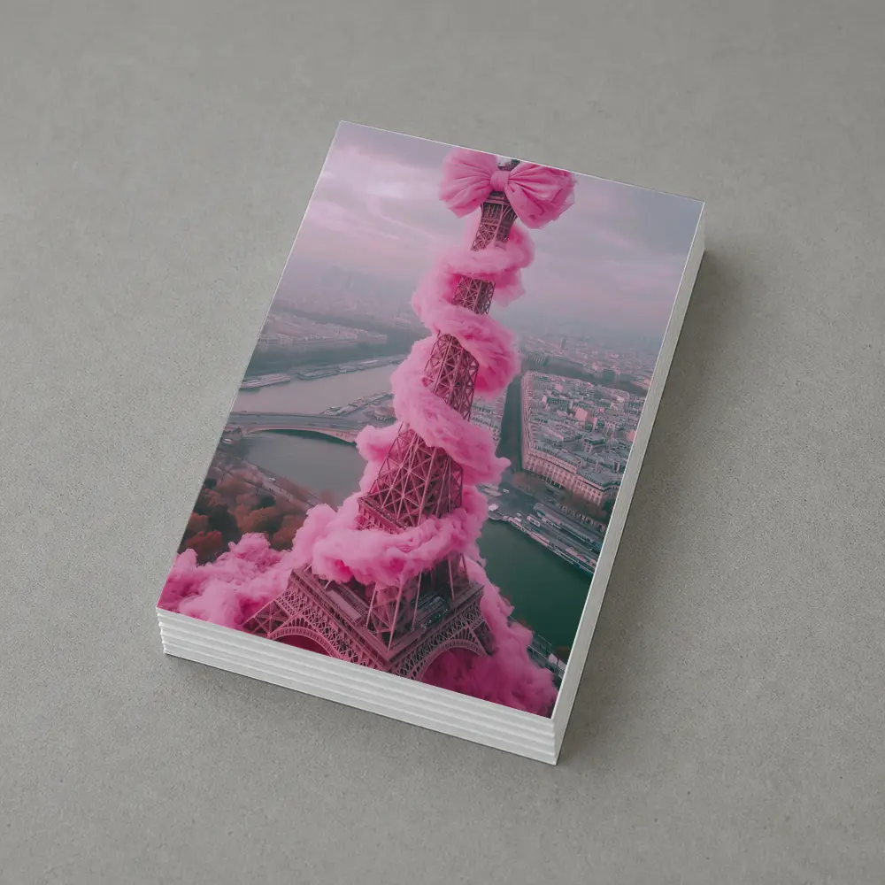 Pink Eiffel Tower Paris Bow Cloud Art – Postcards