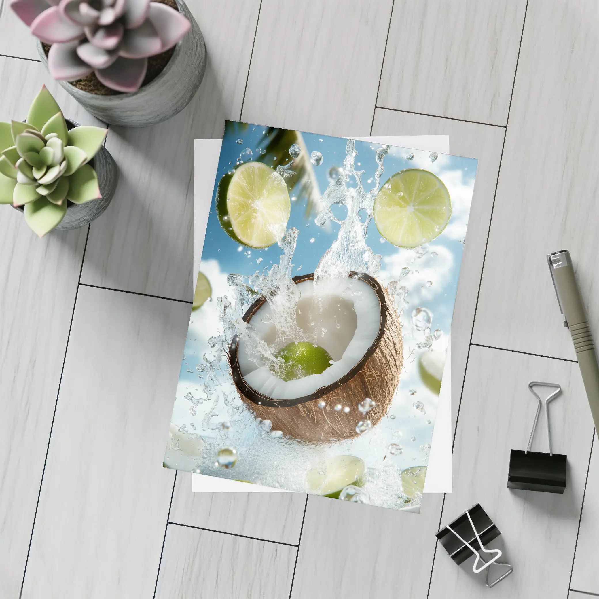 Coconut and Lime Water Splash Sky – Postcards
