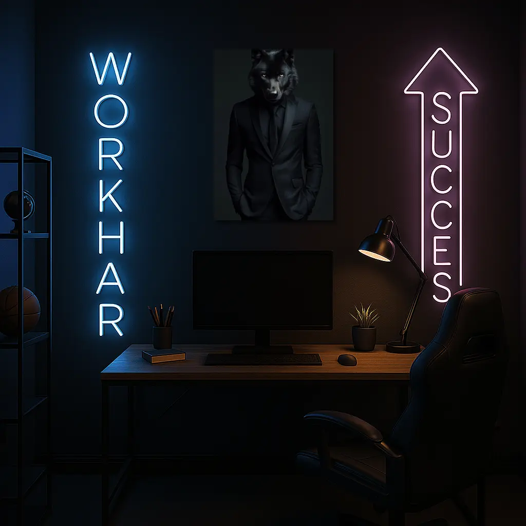 Black Wolf in Suit Dark Background – Wall Art