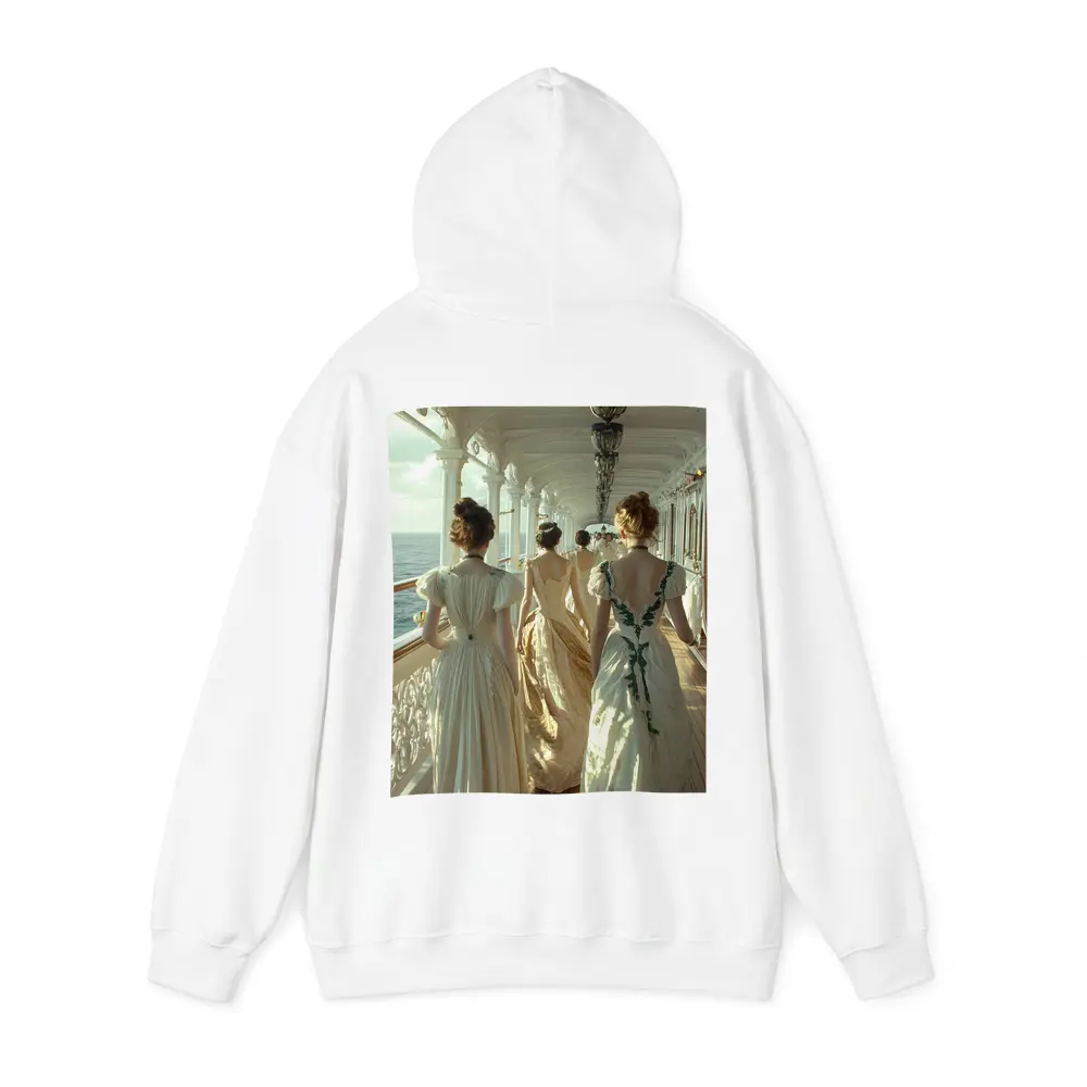 Victorian Women in Gowns on Ship Deck – Hoodies