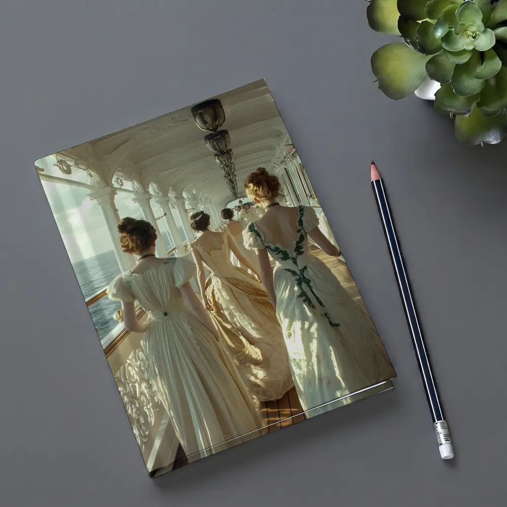 Victorian Women in Gowns on Ship Deck – Notebooks