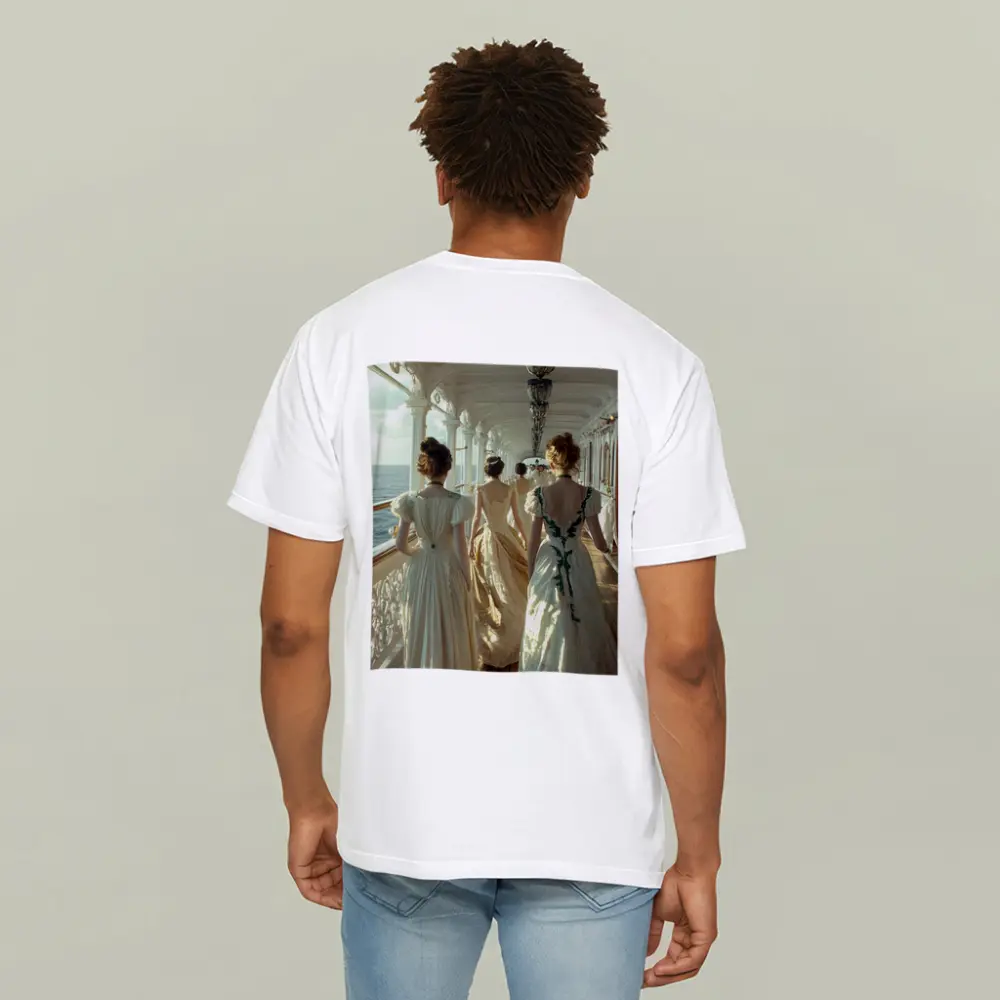Victorian Women in Gowns on Ship Deck – T-Shirts