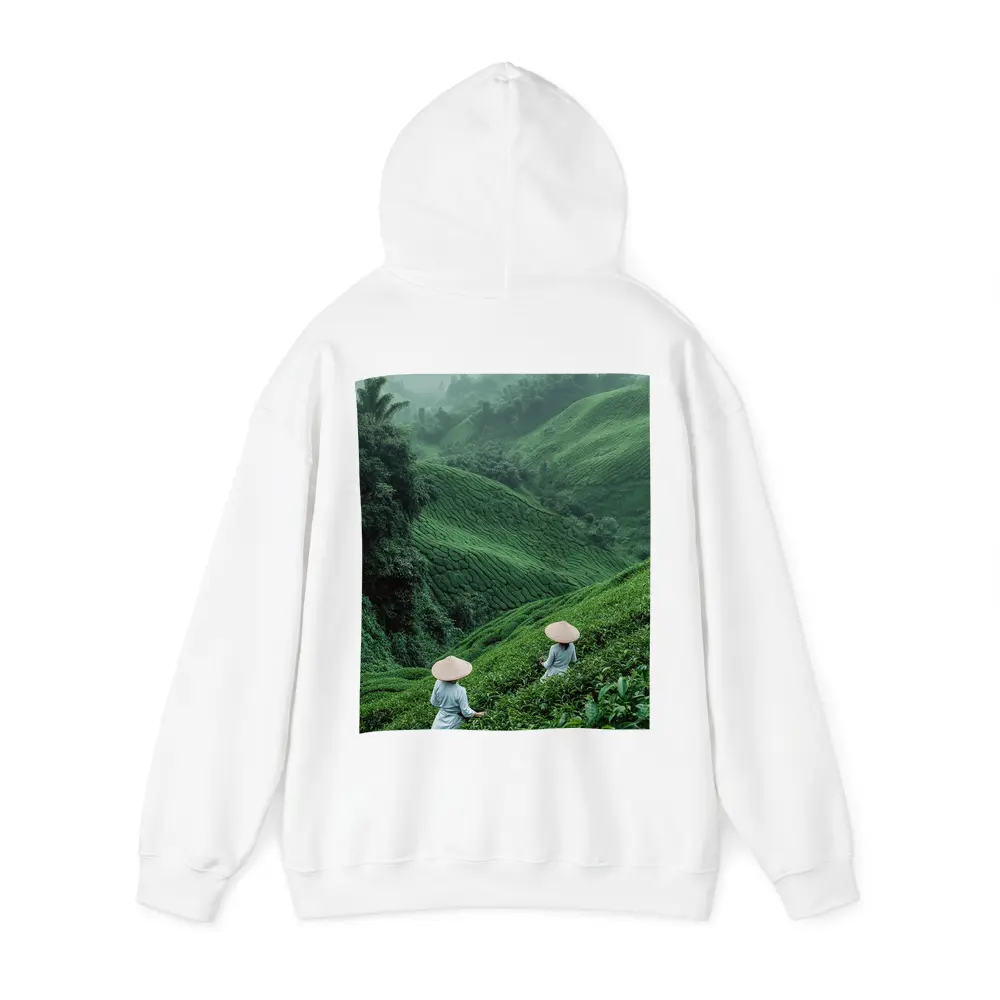 Tea Pickers Working Lush Green Mountain Plantation – Hoodies