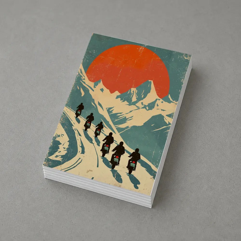 Retro Motorcycle Riders Mountain Sun Poster – Postcards