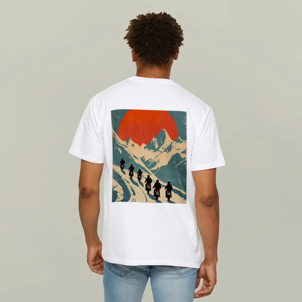 Retro Motorcycle Riders Mountain Sun Poster – T-Shirts