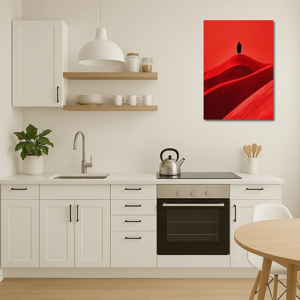 Lone Figure Standing On Red Sand Dunes – Wall Art