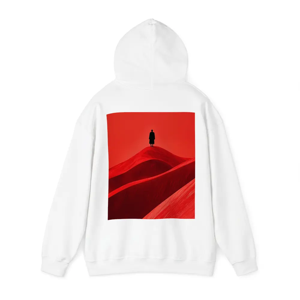 Lone Figure Standing On Red Sand Dunes – Hoodies