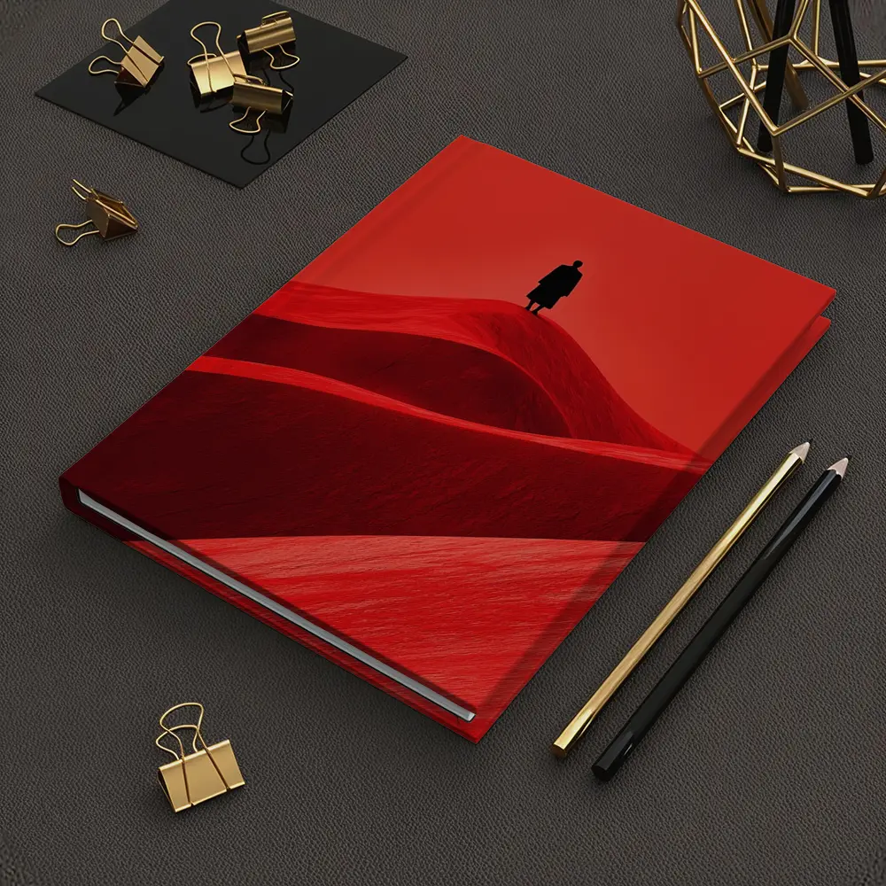 Lone Figure Standing On Red Sand Dunes – Notebooks
