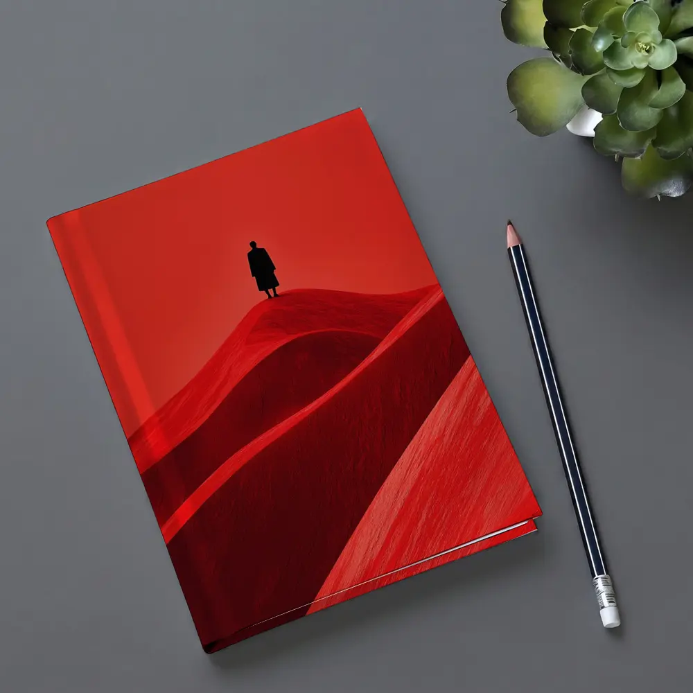 Lone Figure Standing On Red Sand Dunes – Notebooks