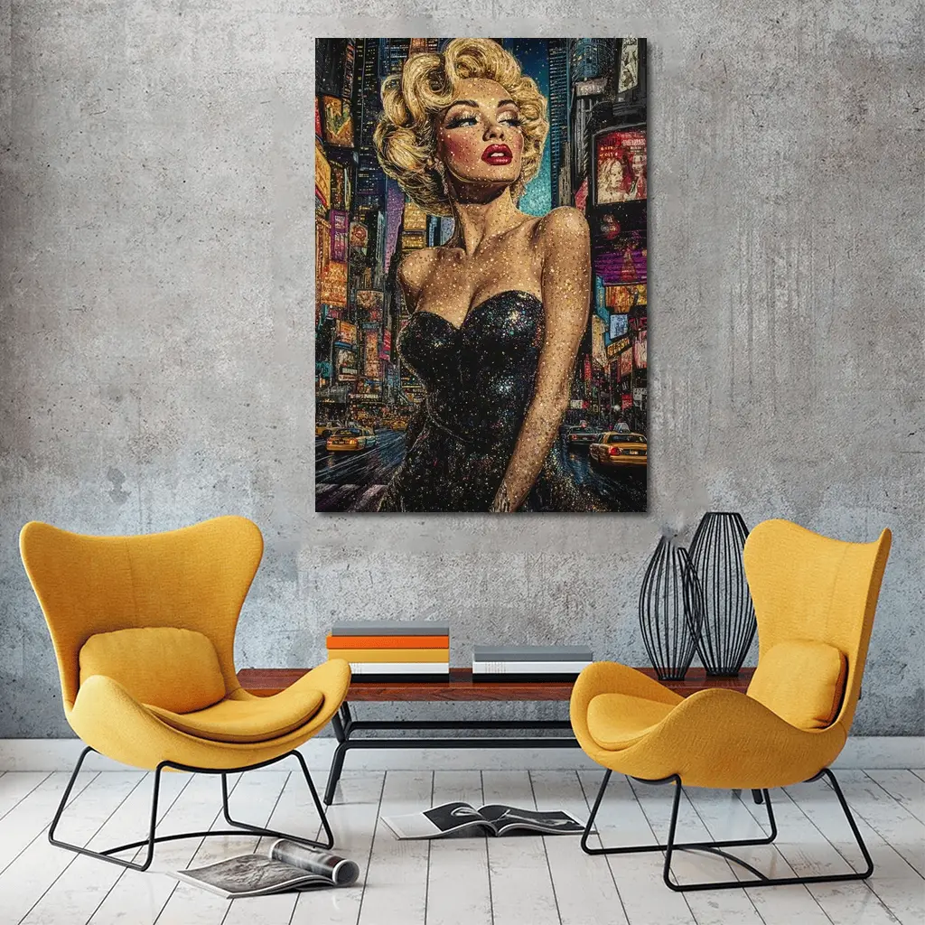 Marilyn Monroe Glitter Art New York City – Wall Art