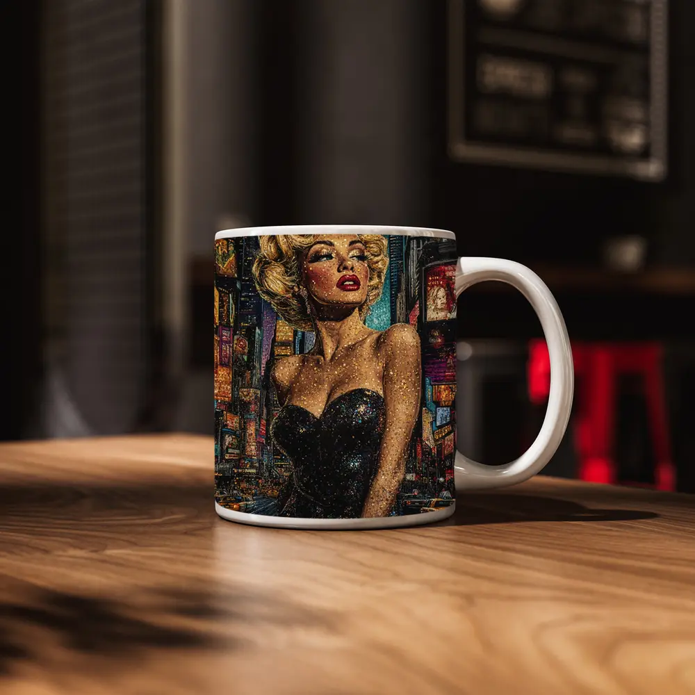 Marilyn Monroe Glitter Art New York City – Mugs