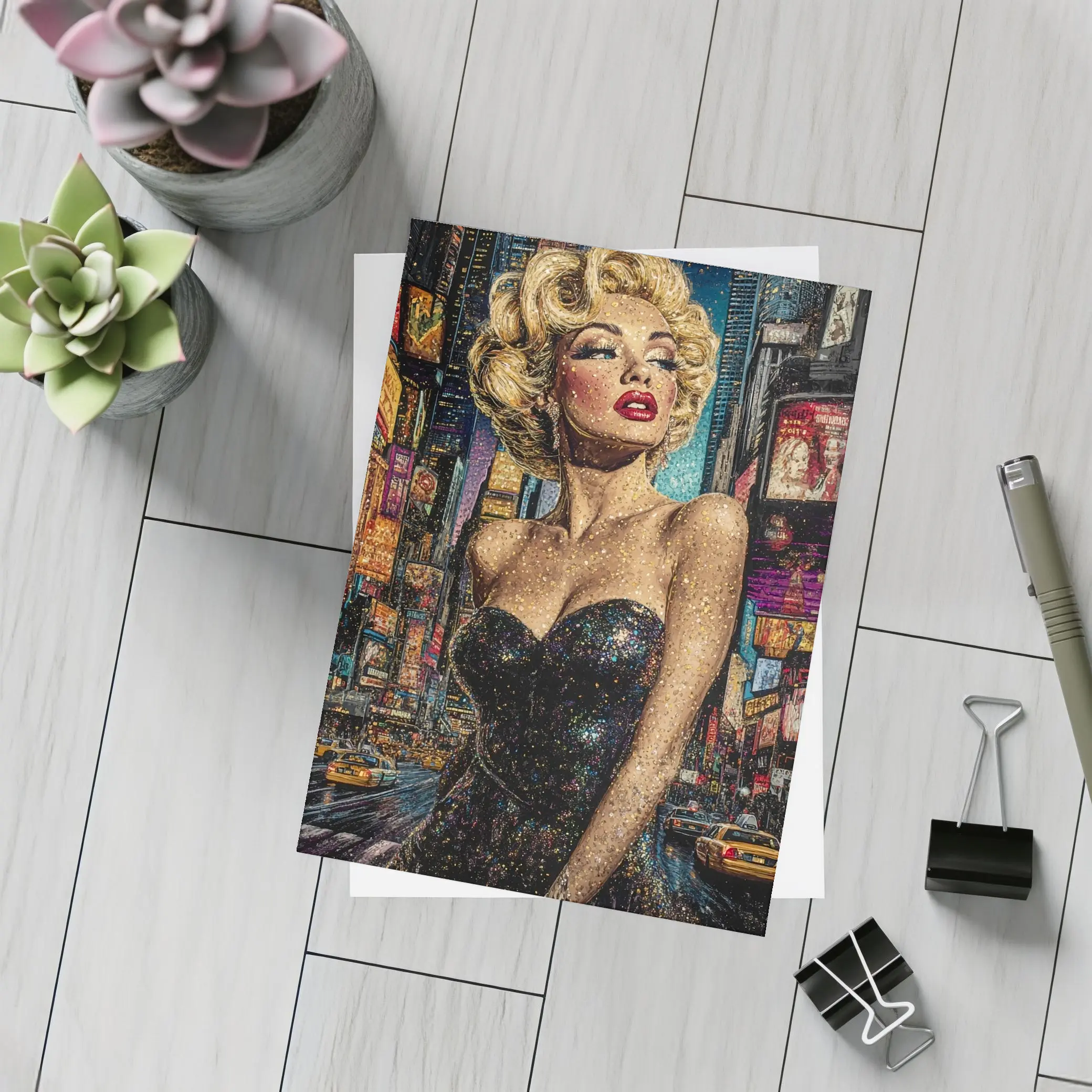Marilyn Monroe Glitter Art New York City – Postcards