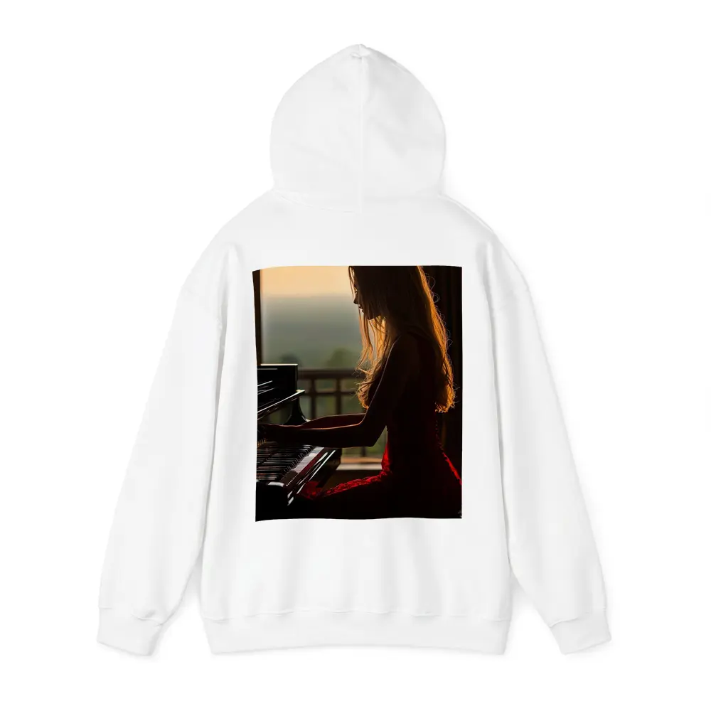 Woman Playing Piano Sunset Golden Light – Hoodies