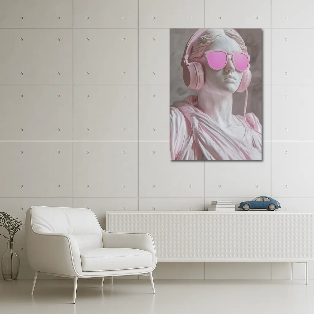 Greek Marble Statue Pink Headphones Sunglasses – Wall Art