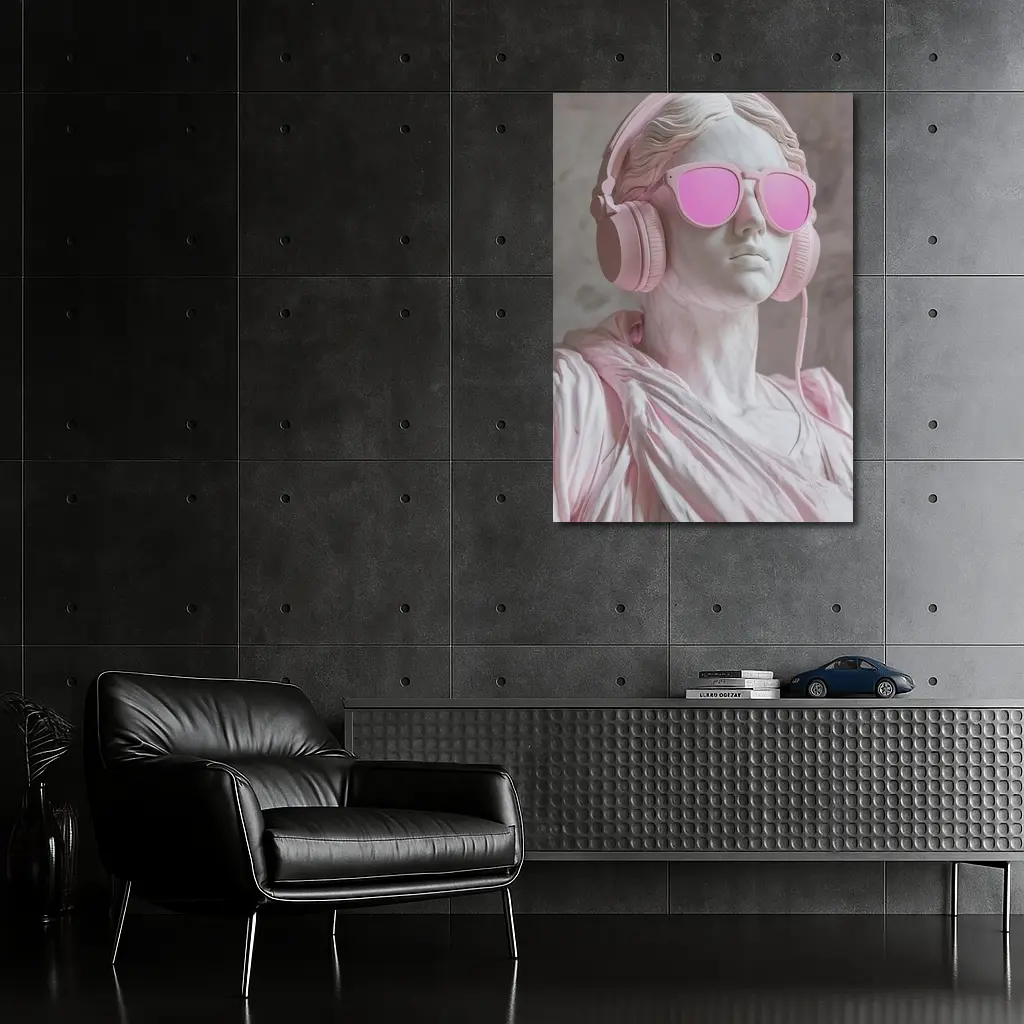 Greek Marble Statue Pink Headphones Sunglasses – Wall Art