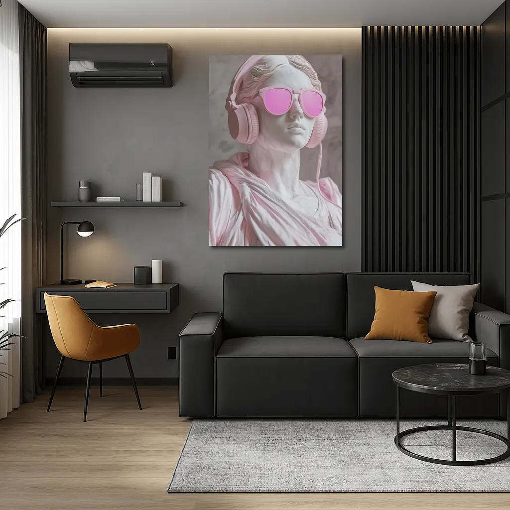 Greek Marble Statue Pink Headphones Sunglasses – Wall Art