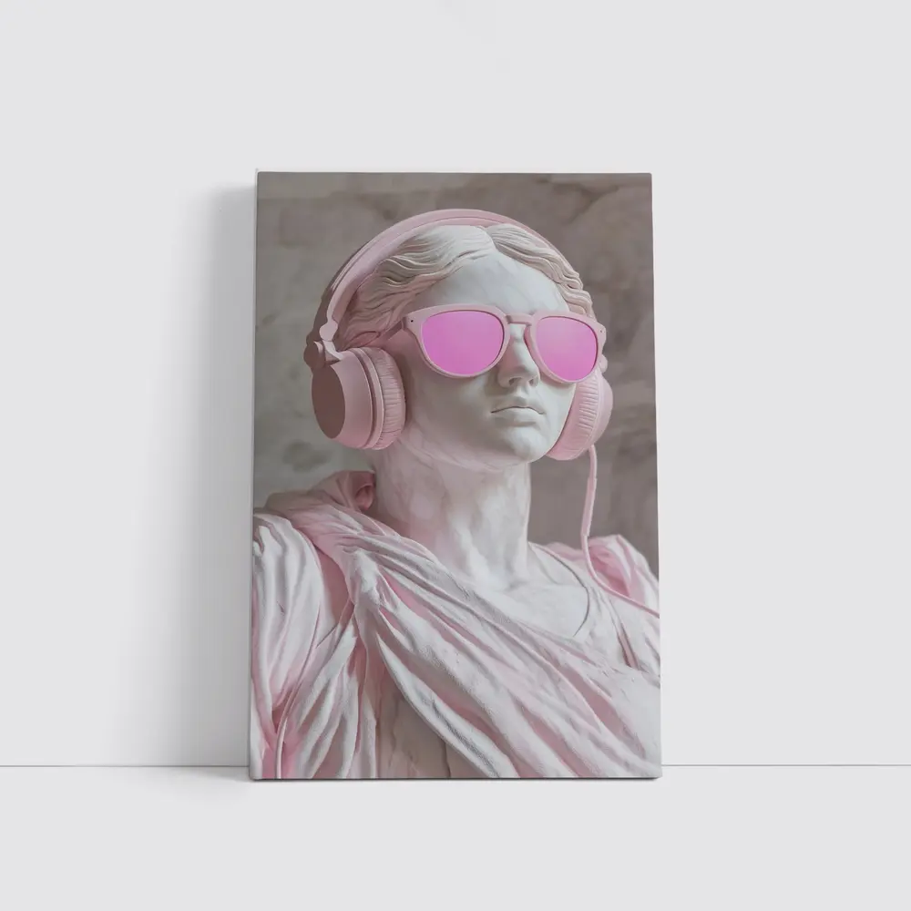 Greek Marble Statue Pink Headphones Sunglasses – Wall Art