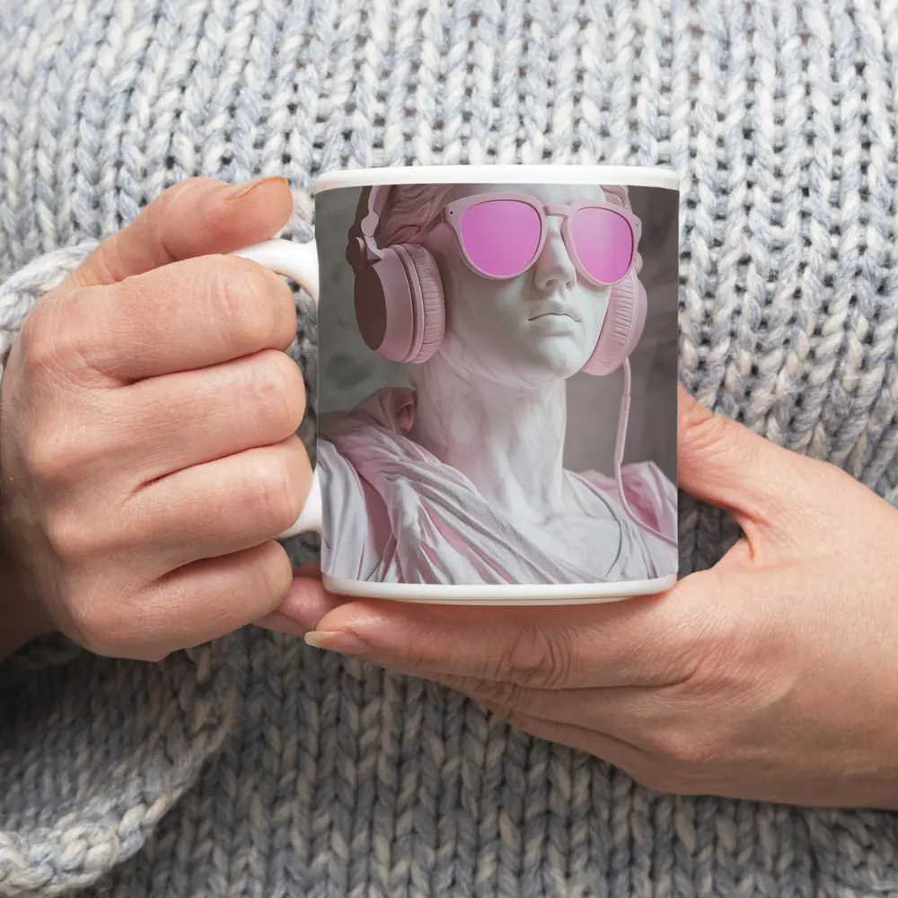 Greek Marble Statue Pink Headphones Sunglasses – Mugs