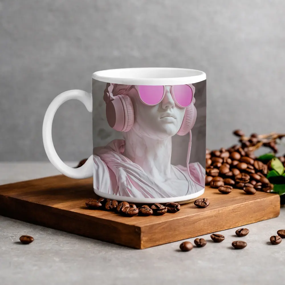 Greek Marble Statue Pink Headphones Sunglasses – Mugs