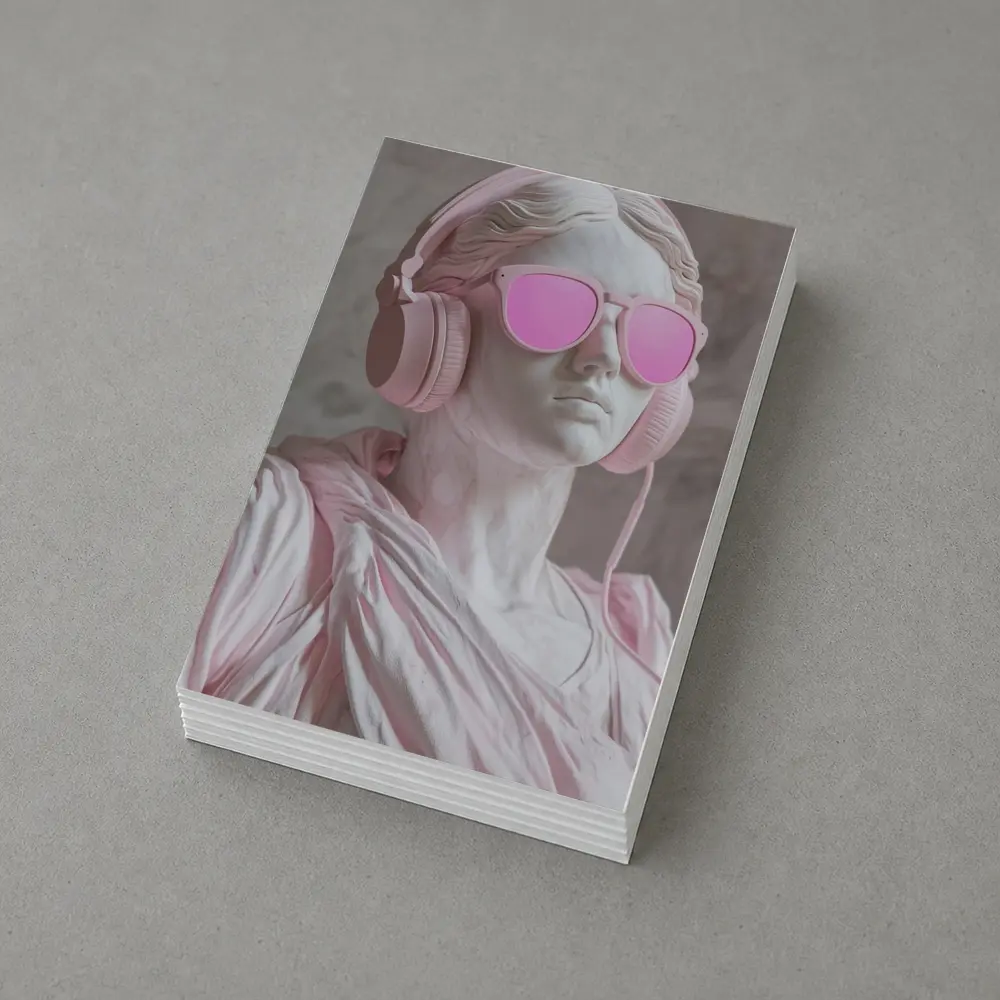 Greek Marble Statue Pink Headphones Sunglasses – Postcards