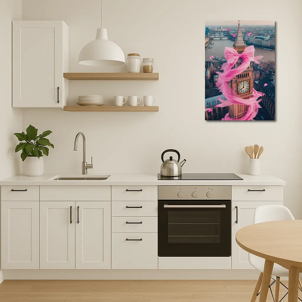 Big Ben Pink Bow London Aerial View – Wall Art