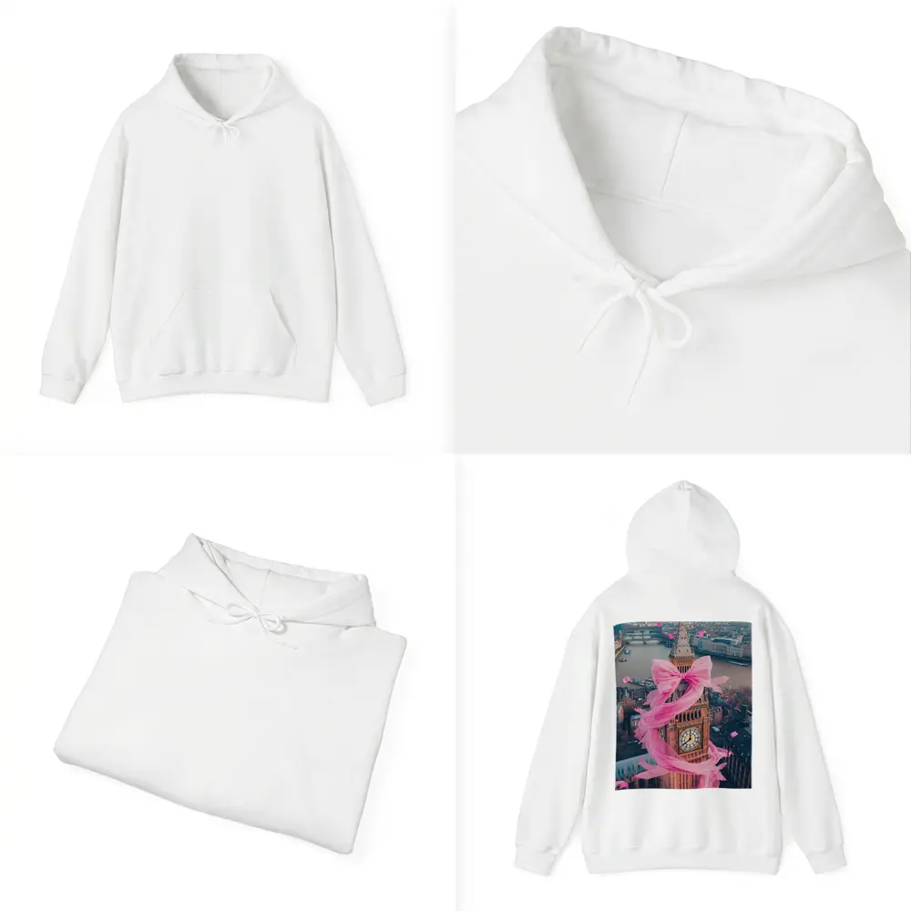 Big Ben Pink Bow London Aerial View – Hoodies