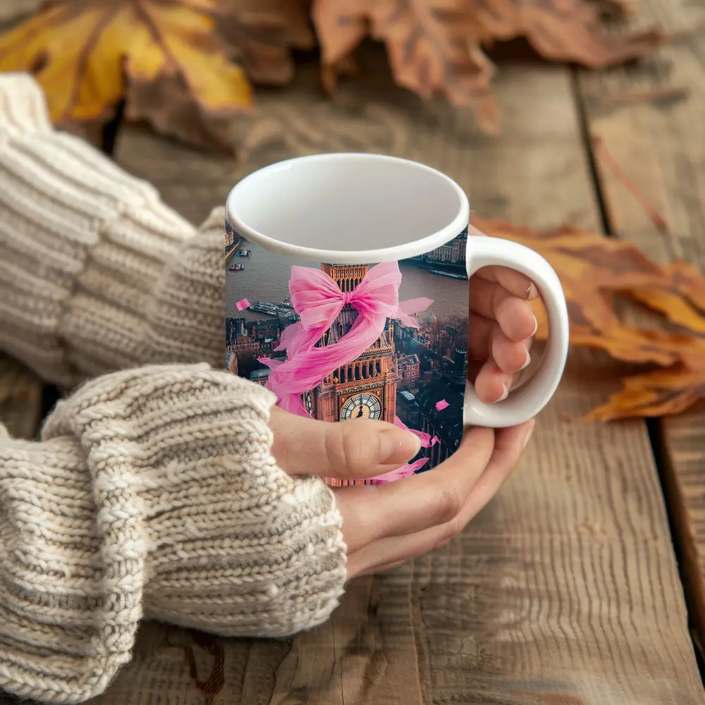 Big Ben Pink Bow London Aerial View – Mugs