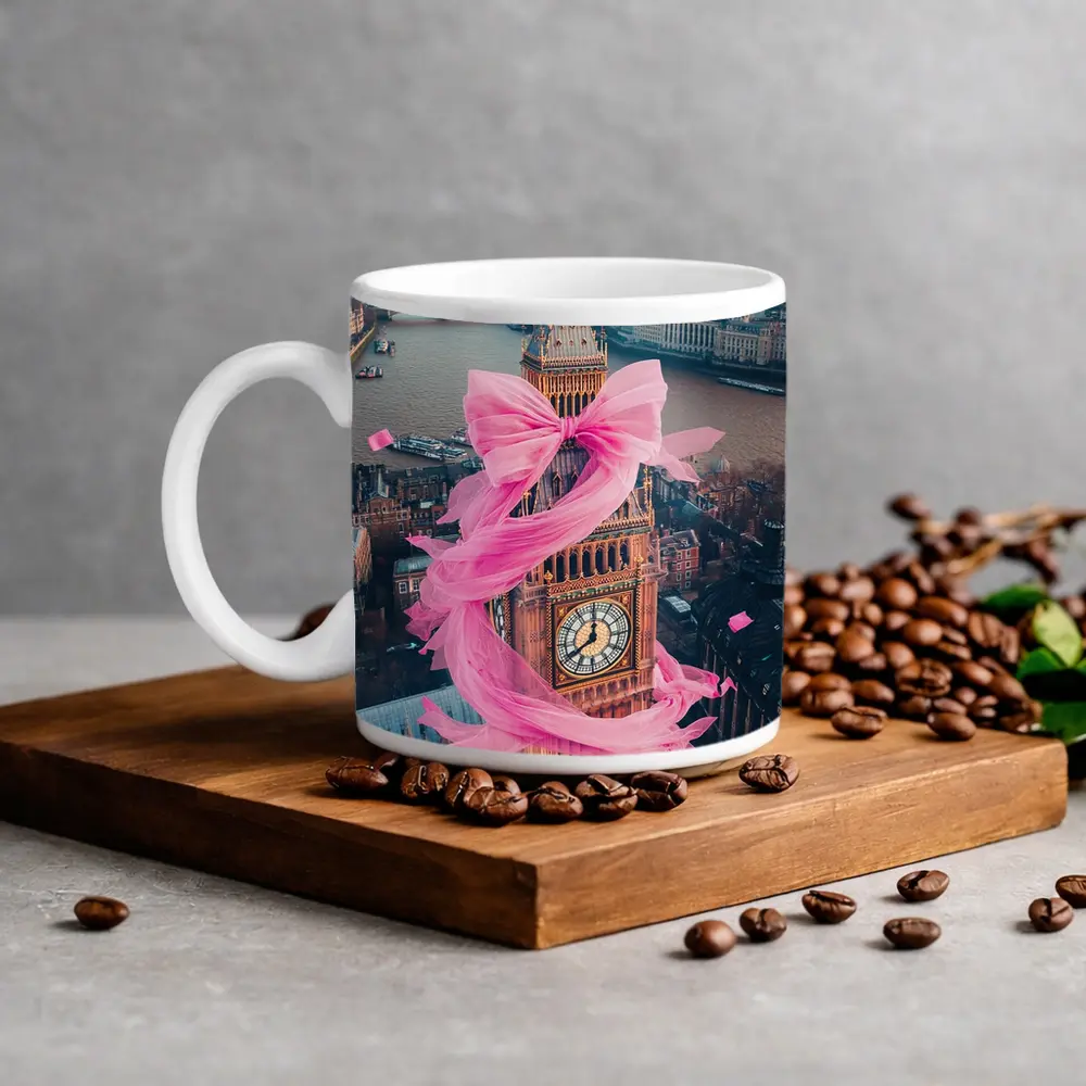 Big Ben Pink Bow London Aerial View – Mugs