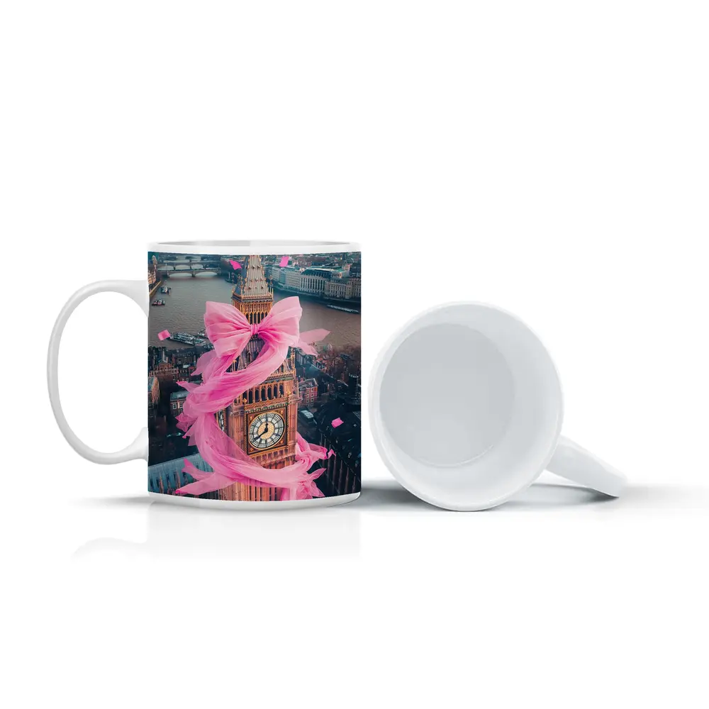Big Ben Pink Bow London Aerial View – Mugs
