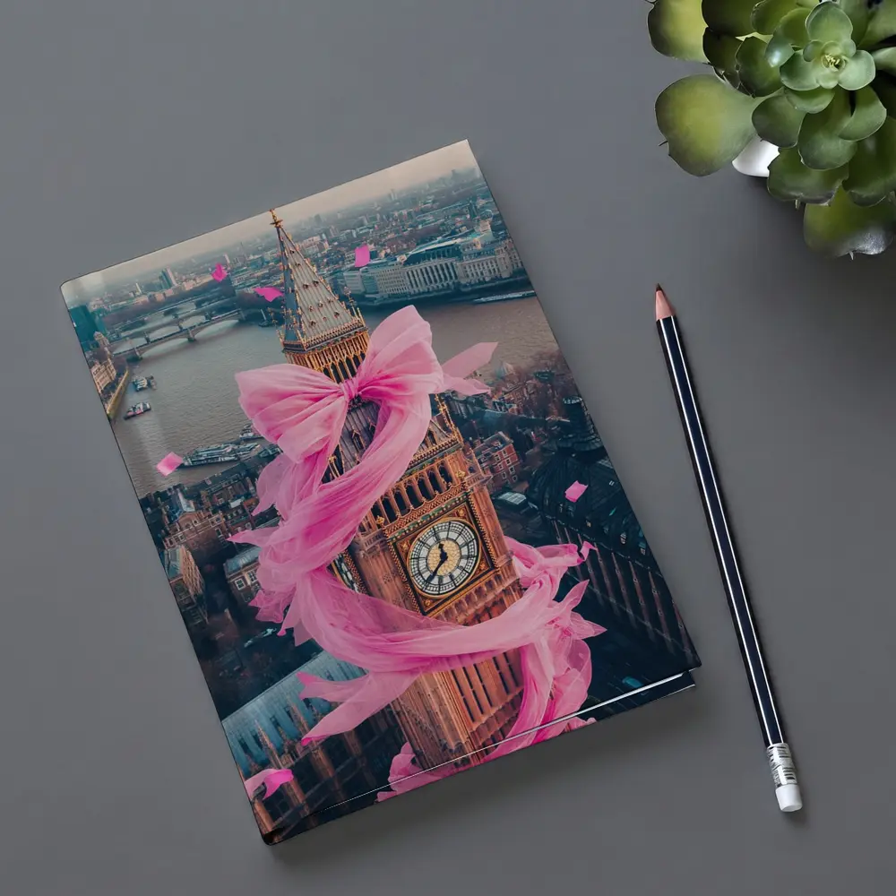 Big Ben Pink Bow London Aerial View – Notebooks