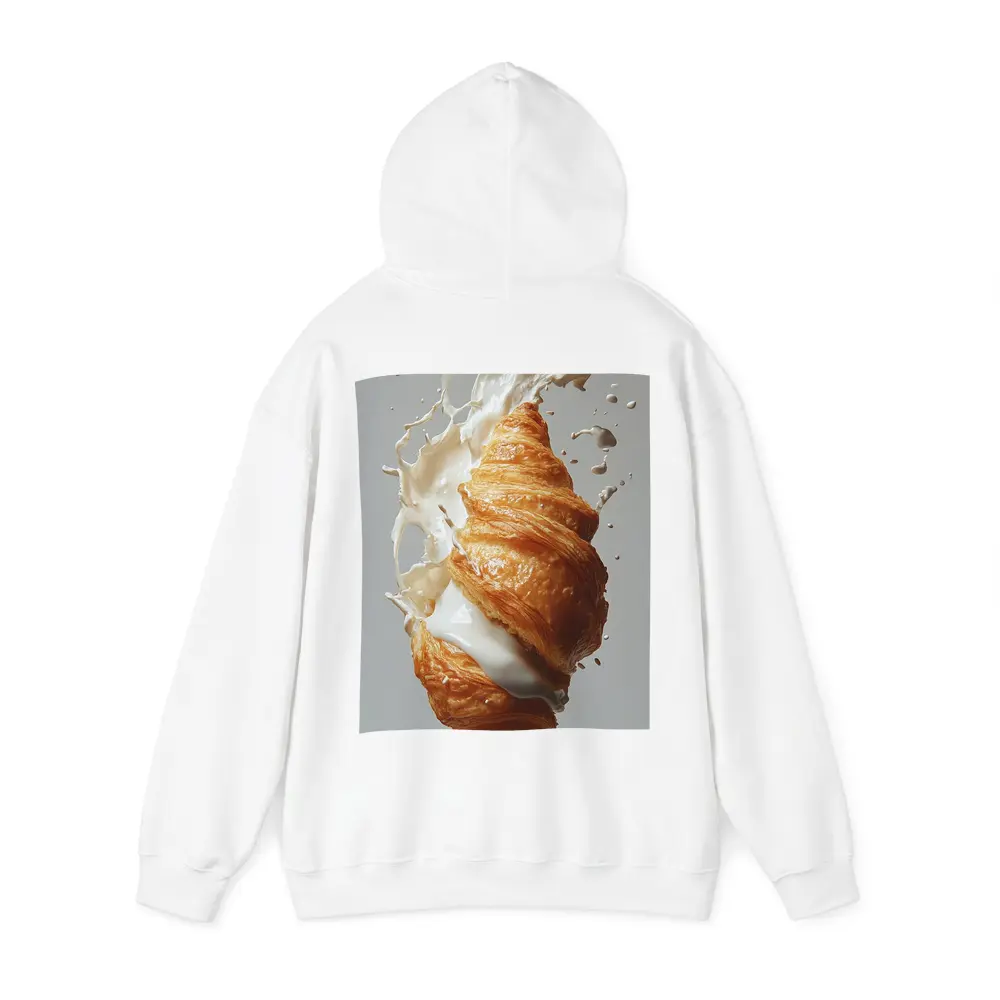 Golden Croissant Milk Splash White Background – Hoodies