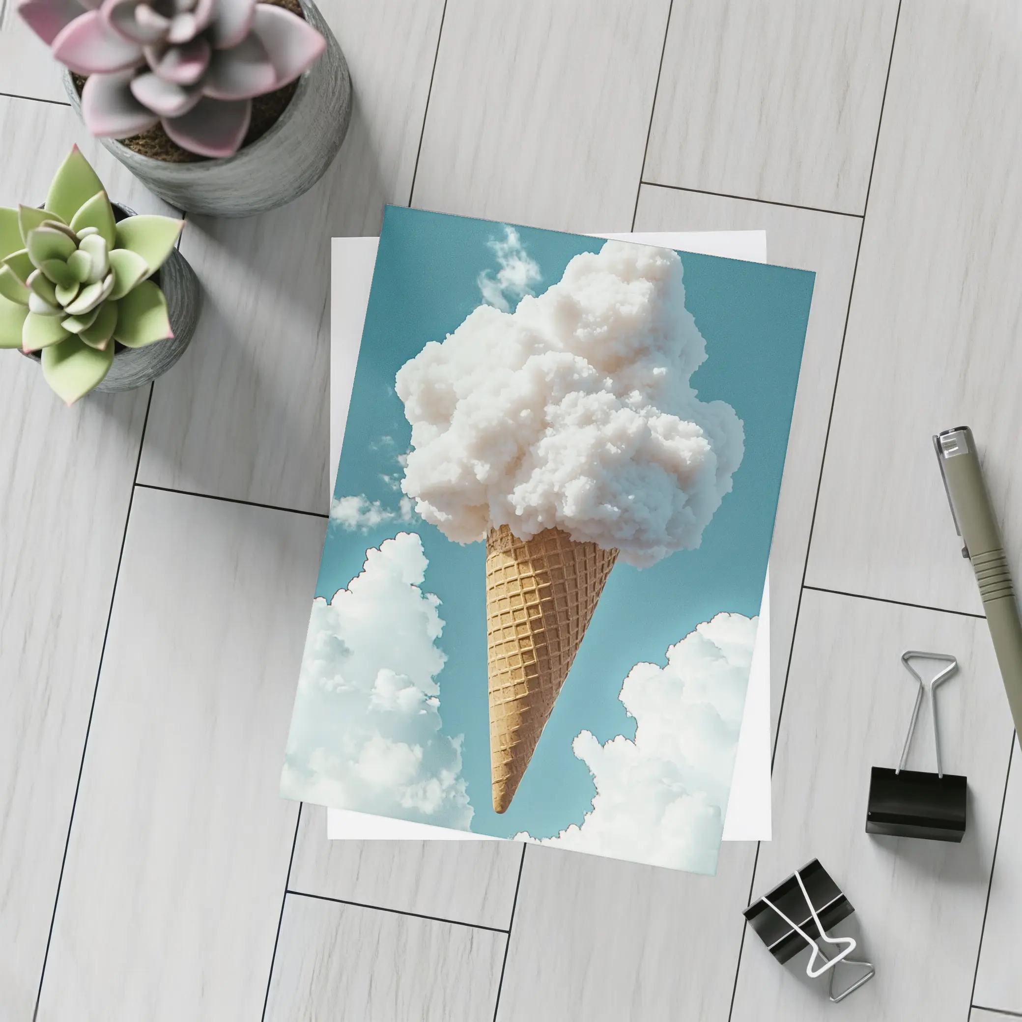 Cloud Ice Cream Cone Blue Sky – Postcards