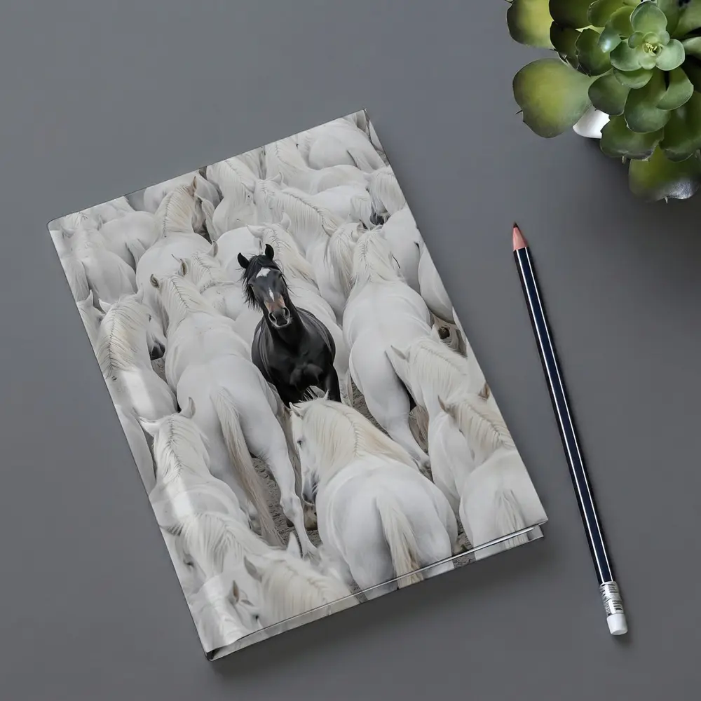 Black Horse Standing Among White Horses – Notebooks
