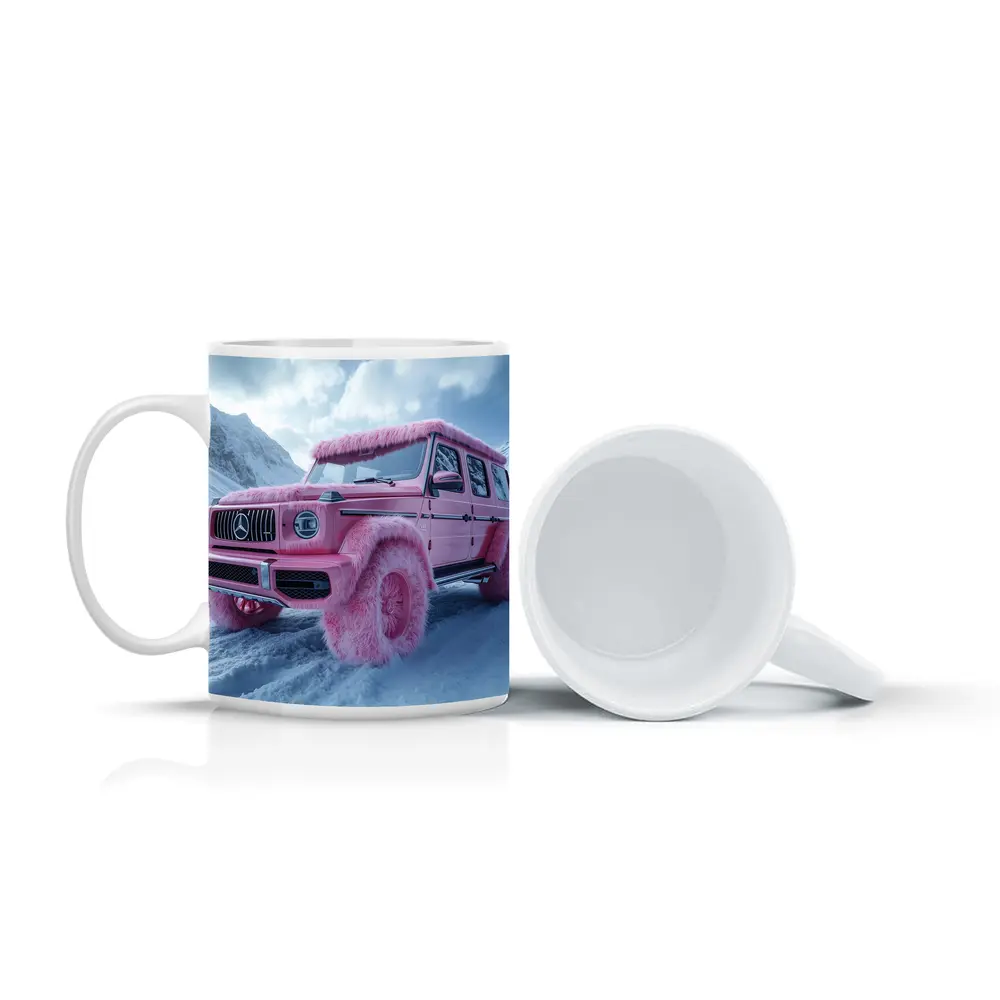 Pink Fur Mercedes G Class Snowy Mountains – Mugs