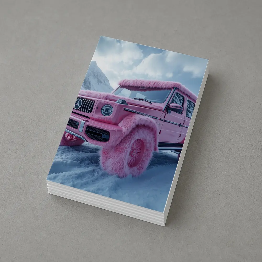Pink Fur Mercedes G Class Snowy Mountains – Postcards