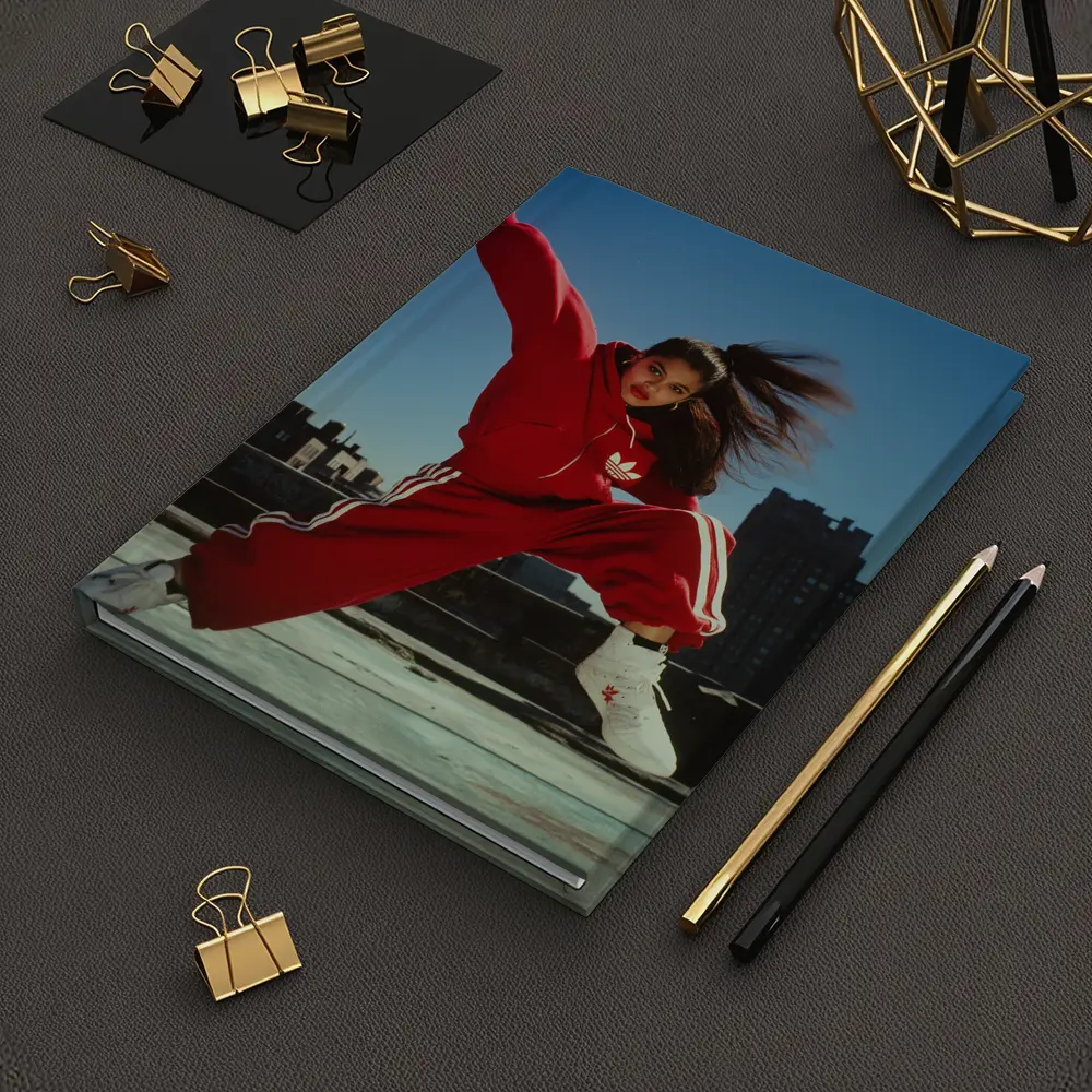 Red Adidas Tracksuit Girl Jumping City Rooftop – Notebooks