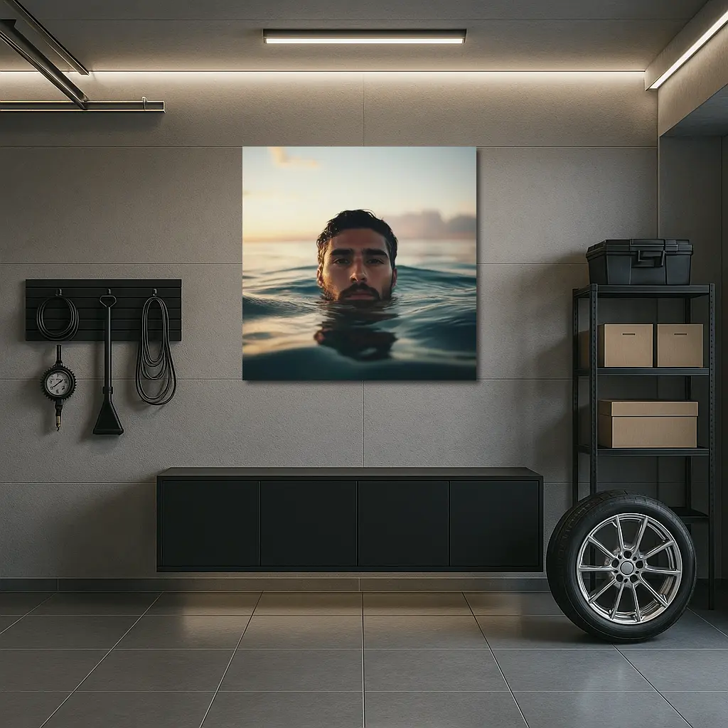 Man Emerging From Ocean At Sunset – Wall Art