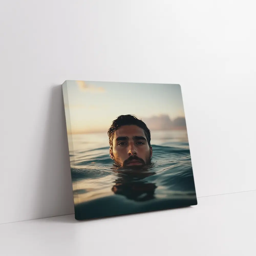 Man Emerging From Ocean At Sunset – Wall Art