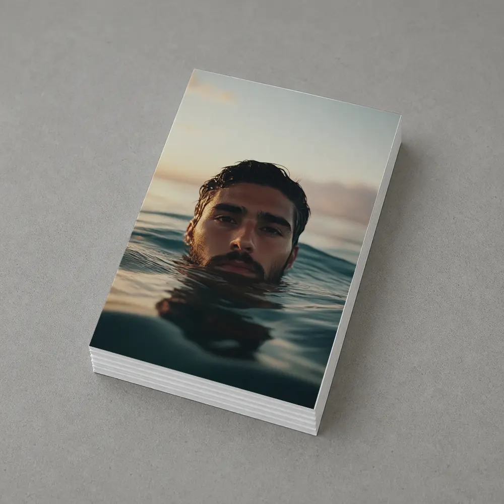 Man Emerging From Ocean At Sunset – Postcards