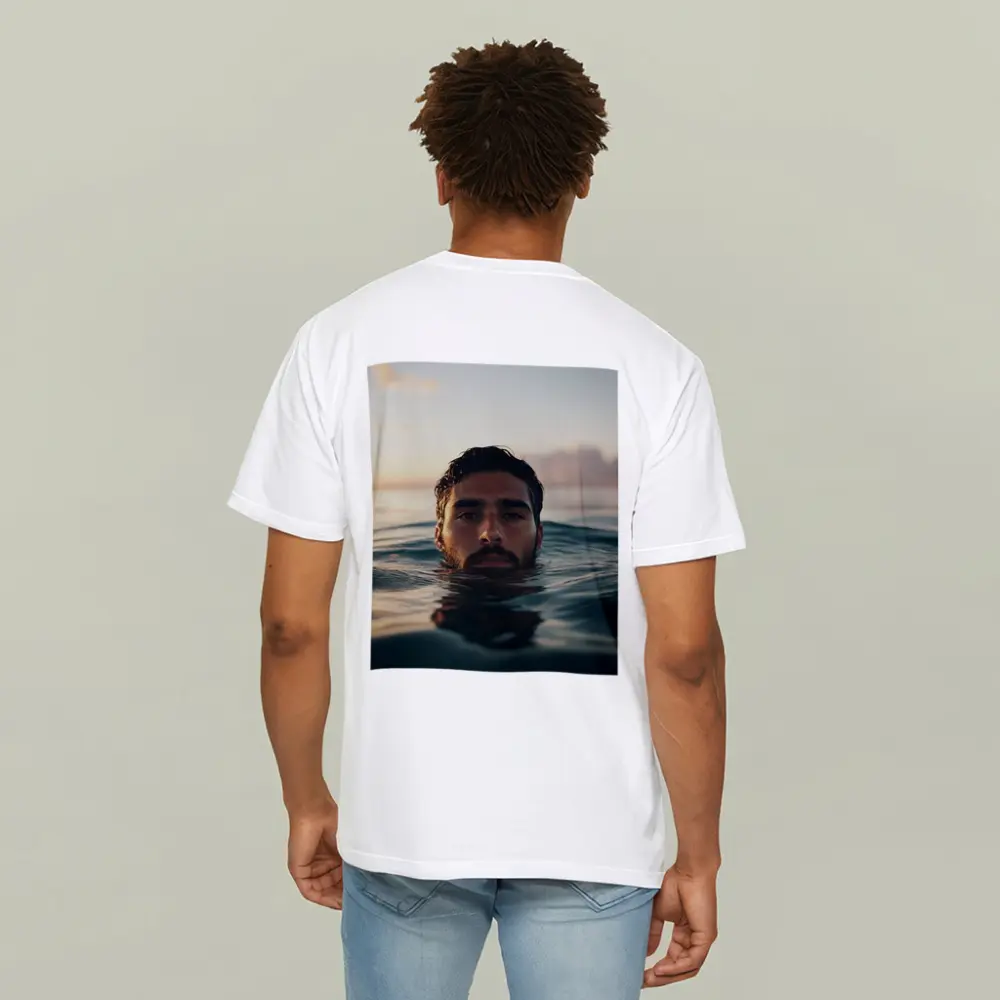 Man Emerging From Ocean At Sunset – T-Shirts