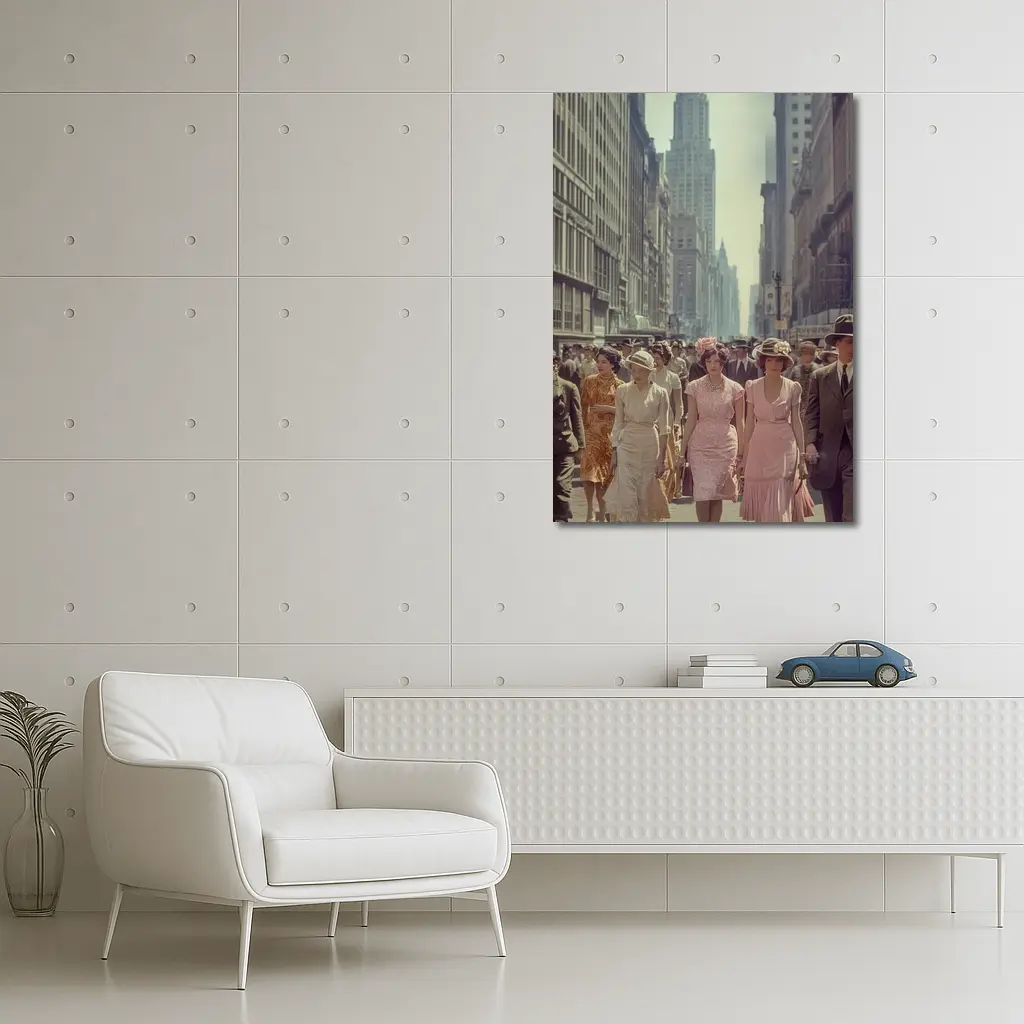 Retro Women Walking New York City Street – Wall Art