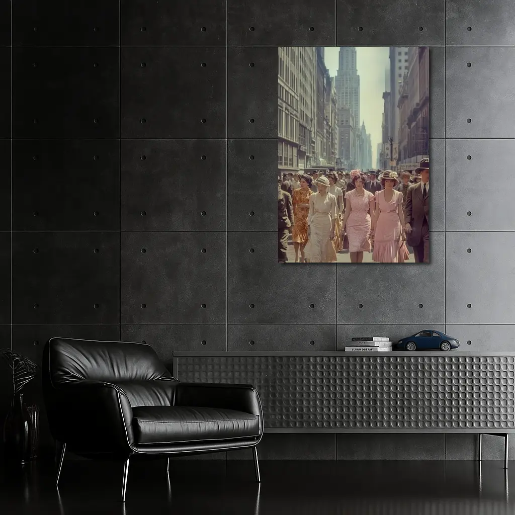 Retro Women Walking New York City Street – Wall Art