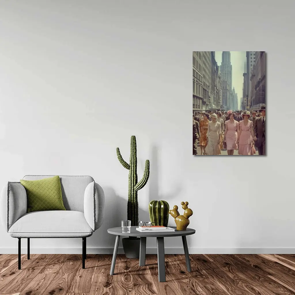 Retro Women Walking New York City Street – Wall Art