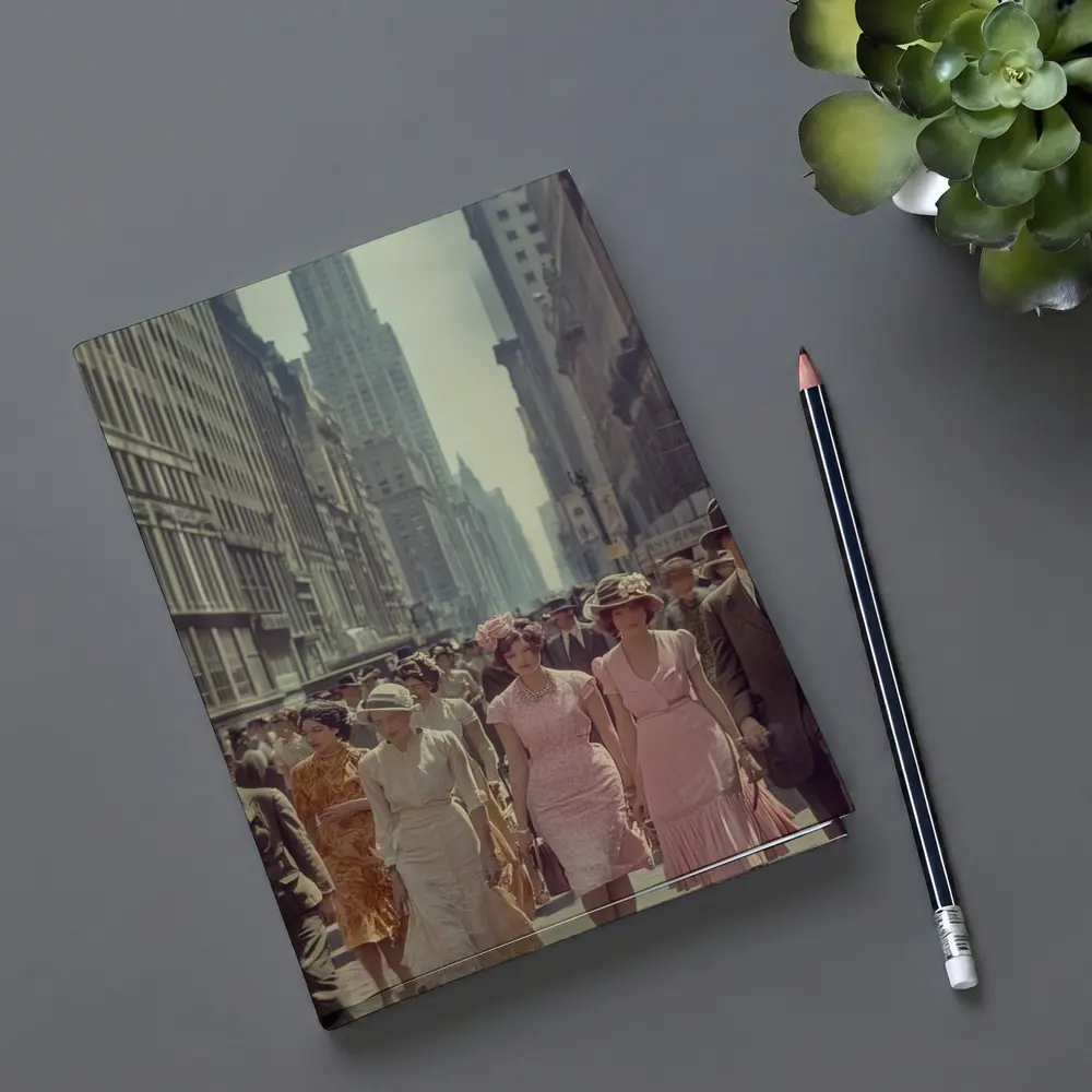 Retro Women Walking New York City Street – Notebooks