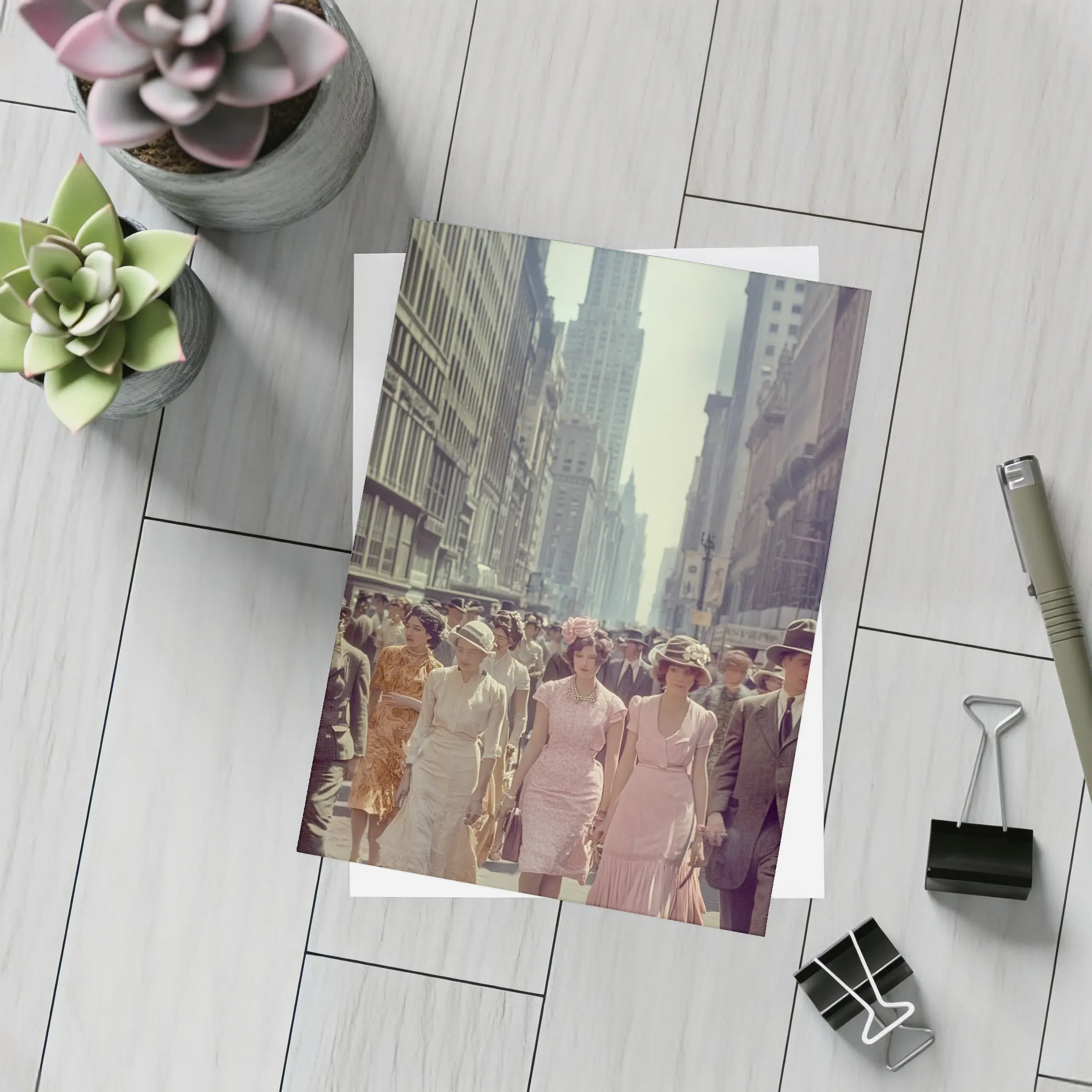 Retro Women Walking New York City Street – Postcards