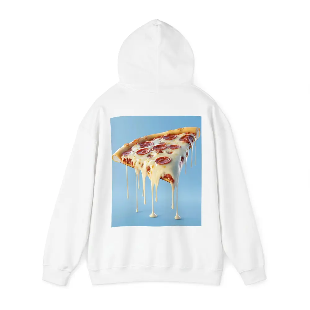 Cheesy Pepperoni Pizza Slice Blue Background – Hoodies