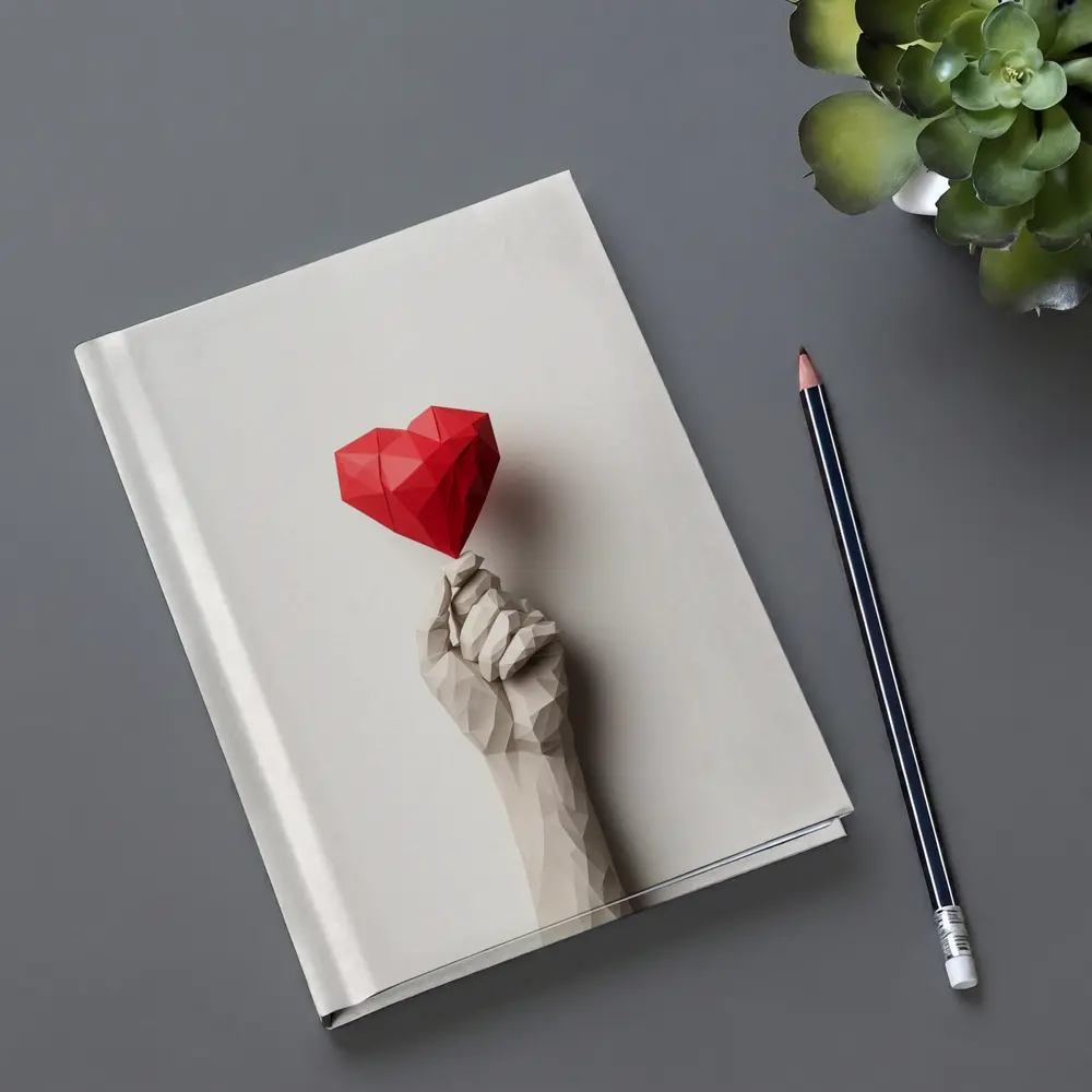 Low Poly Hand Holding Red Heart White – Notebooks