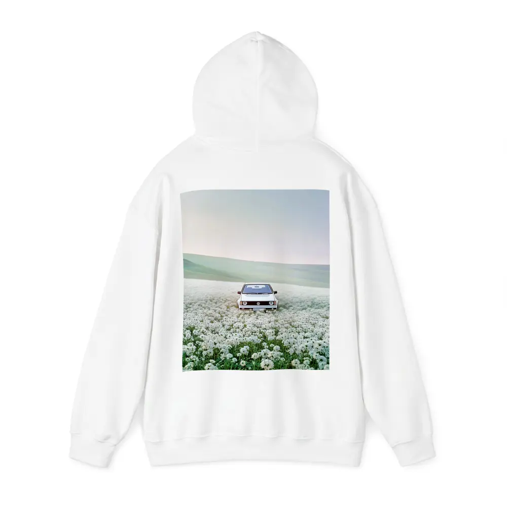 Volkswagen Golf White Flower Field Landscape – Hoodies